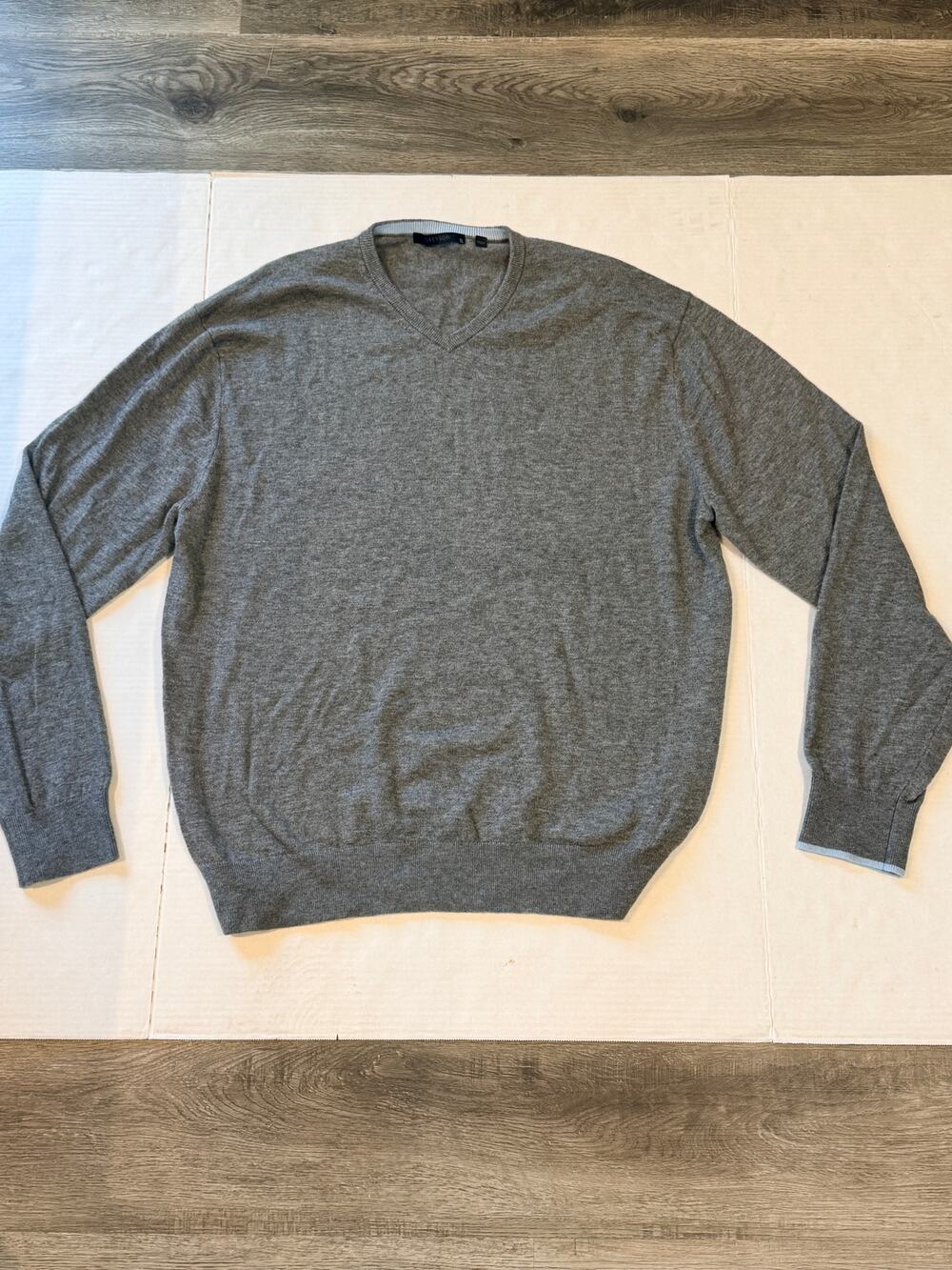 Greyson XL Merino Wool Blend V Neck Sweater Gray Golf Luxury Knit Pullover